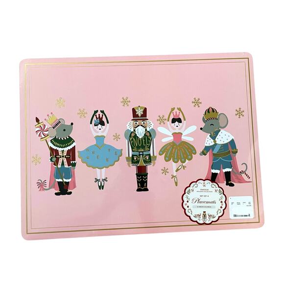Envogue Pink NUTCRACKER Cork Backed  Christmas Placemats 12x16 Holiday New - Picture 3 of 10